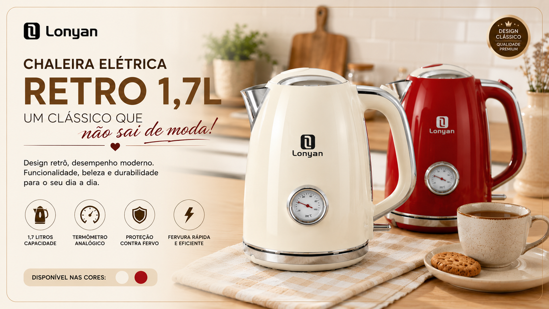 Chaleira Elétrica Retrô 1.7L – Um Clássico Que Não Sai de Moda