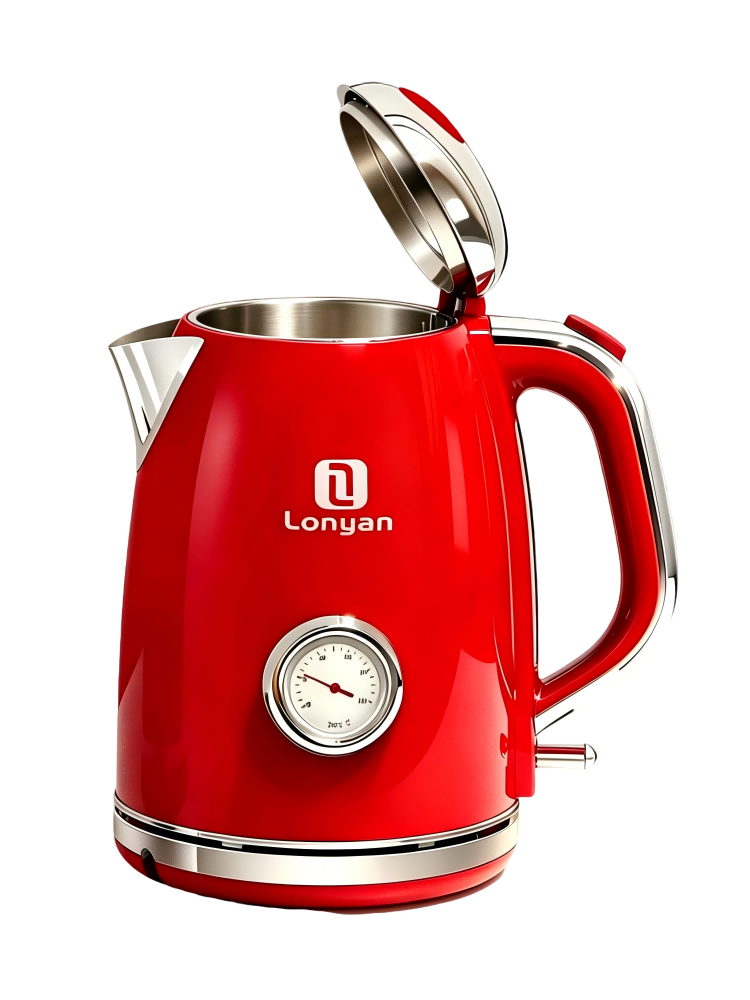 Chaleira Elétrica LONYAN Retrô 1.7L Inox 304 2200W com Termômetro