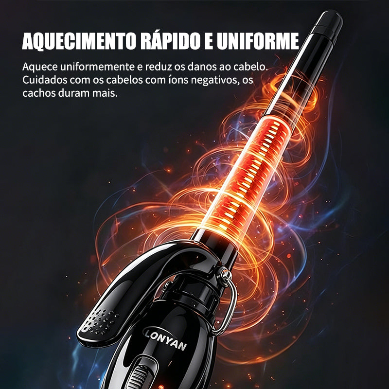 Modelador de Cachos LONYAN 9mm Cerâmico Íons Negativos Bivolt — LONYAN — Acabamento e textura