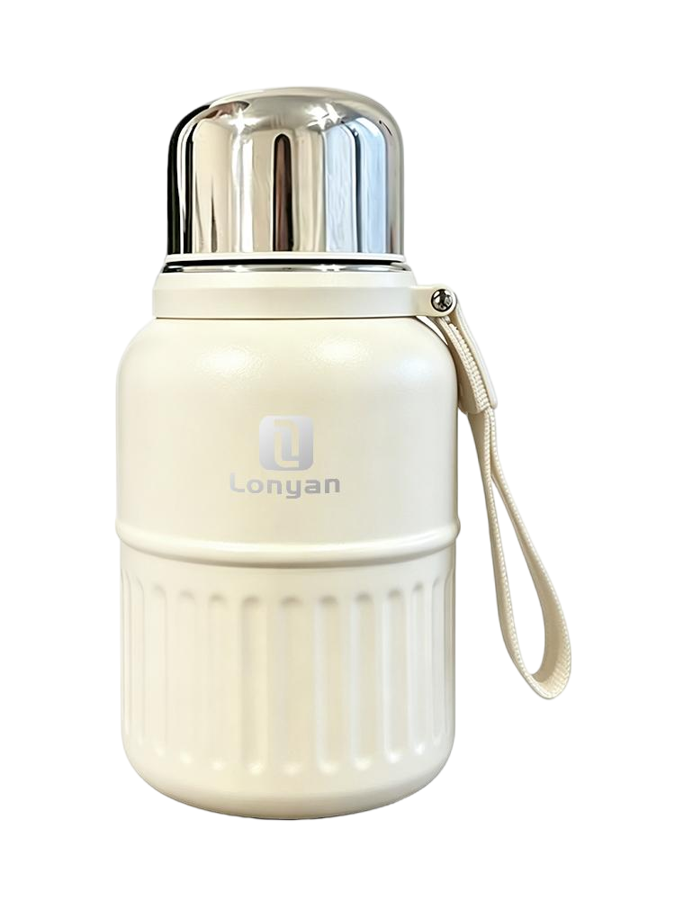 Garrafa Térmica 600ml LONYAN Aço Inox Pequena Quente e Frio Viagem