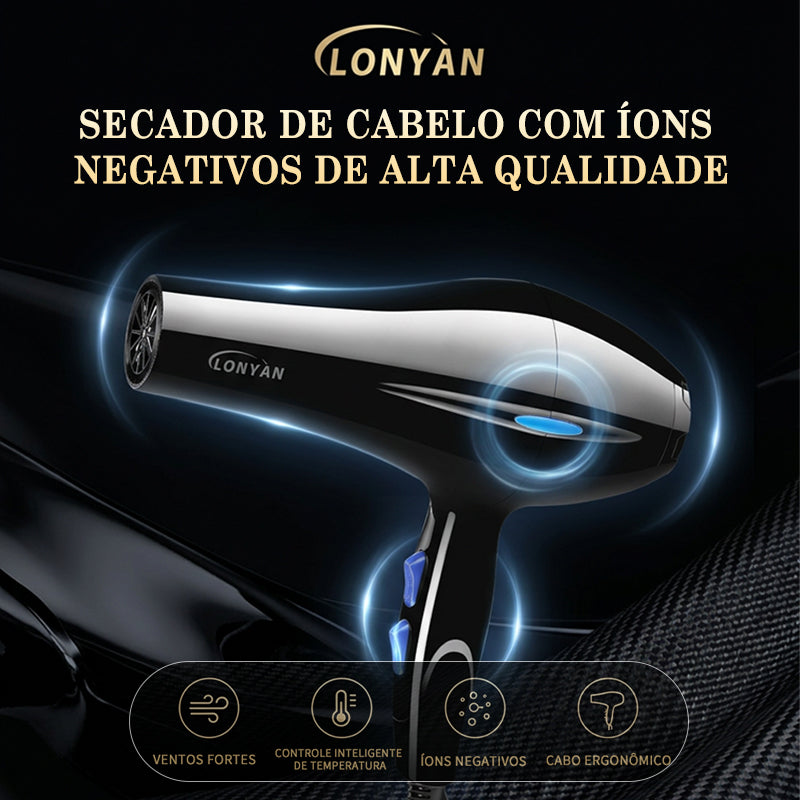 Secador de Cabelo LONYAN 800W Motor CC Íons Negativos com Difusor — LONYAN — Modo de uso
