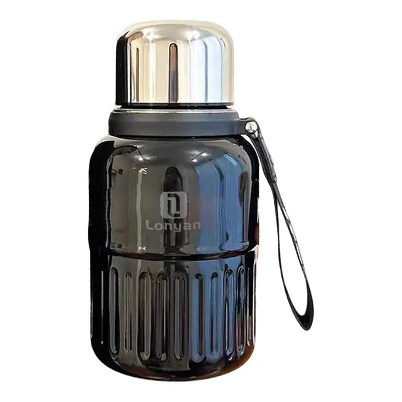 Garrafa Térmica 600ml Aço Inox Quente e Frio Viagem Academia — LONYAN — Vista frontal em detalhe
