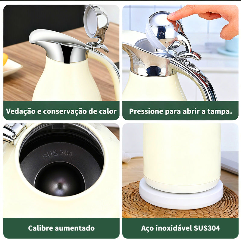 Garrafa Térmica 2l Aço Inox Mantém Quente E Frio Café Chás — LONYAN — Produto em funcionamento
