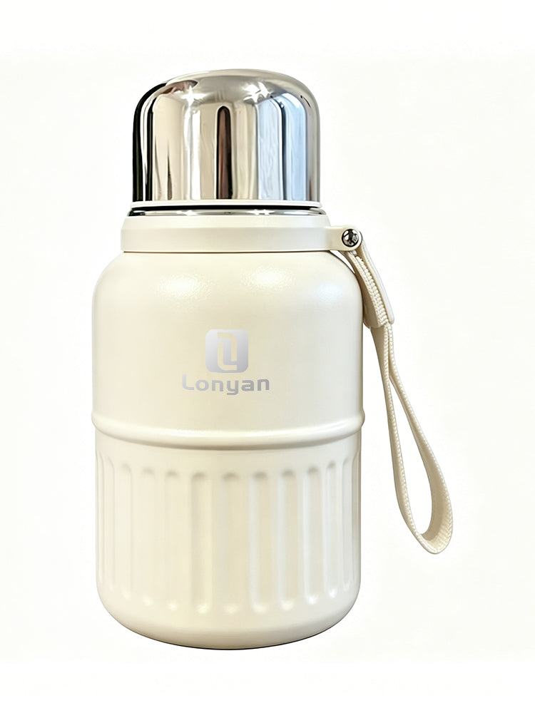 Garrafa Térmica 600ml LONYAN Aço Inox Pequena Quente e Frio Viagem