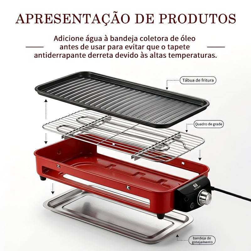 Churrasqueira Elétrica LONYAN 1500W Grelha + Chapa 2 em 1 — LONYAN — Design retrô vintage