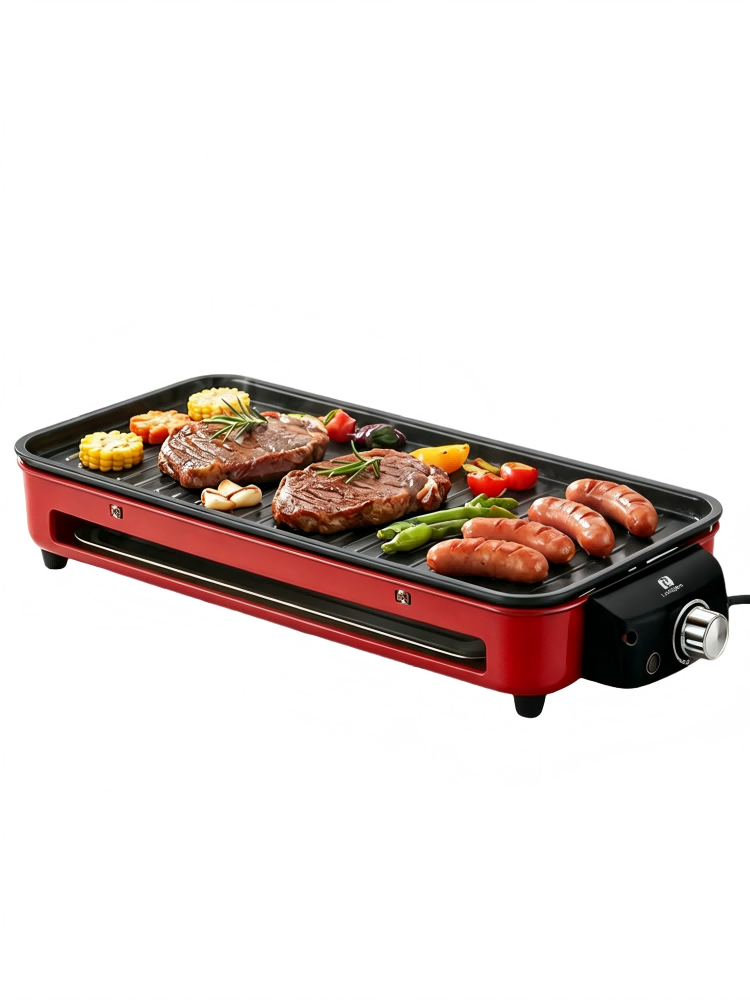 Churrasqueira Elétrica LONYAN 1500W 2 em 1 Grelha e Chapa Antiaderente