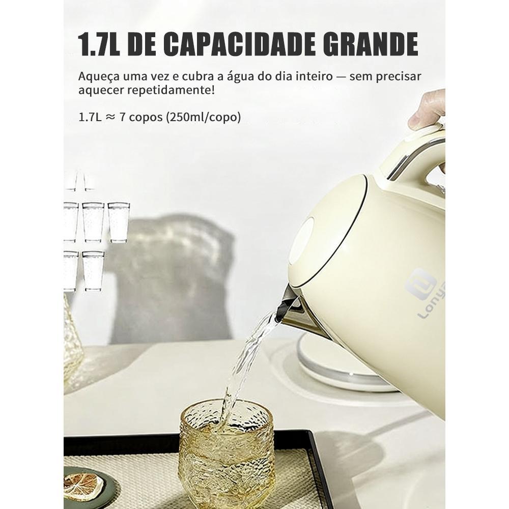 Chaleira Elétrica LONYAN Retrô 1.7L Inox 304 — LONYAN — Design retrô vintage