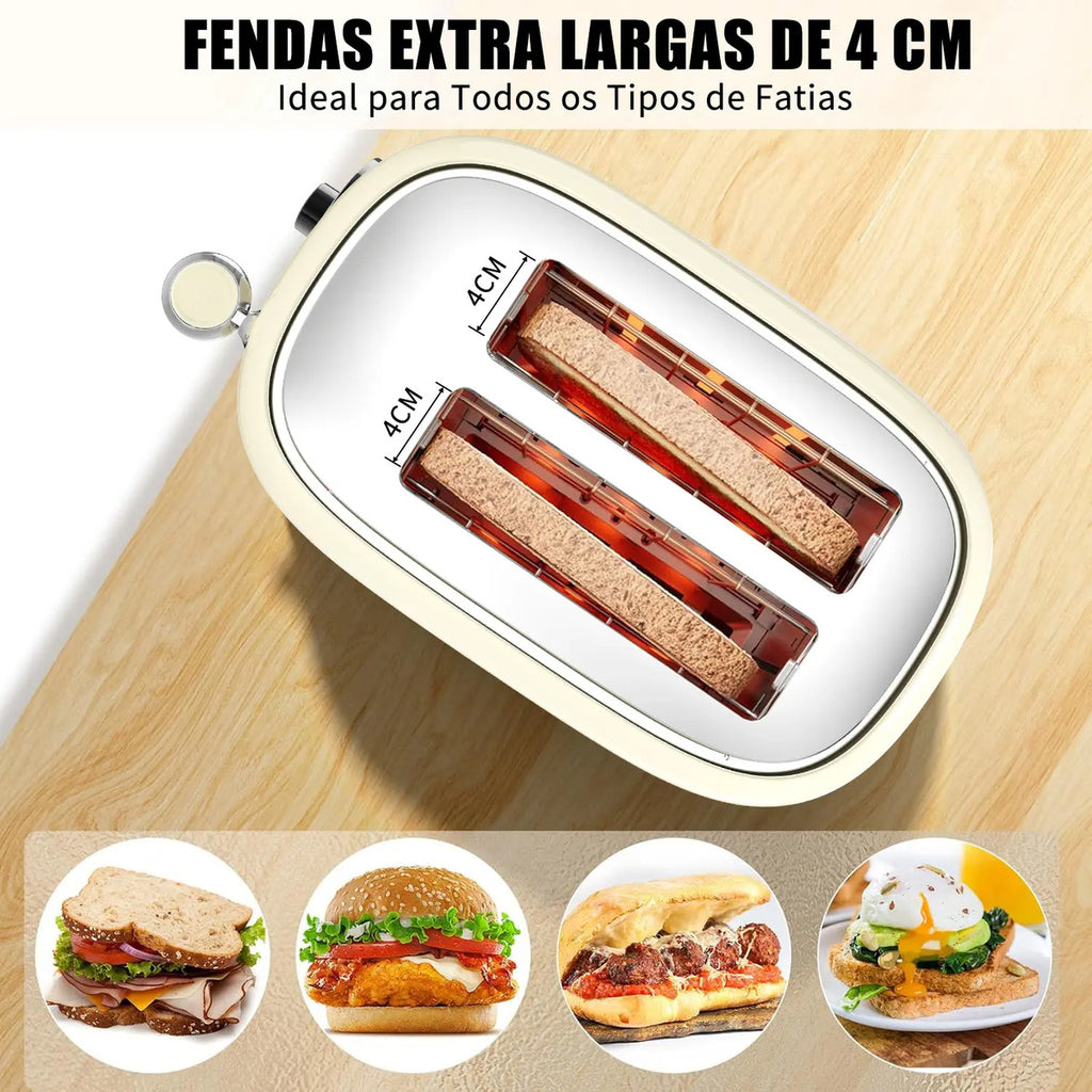 Torradeira Elétrica LONYAN Retrô 800W Inox 7 Níveis — LONYAN — Detalhe do produto