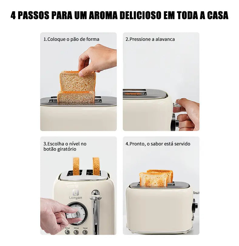 Torradeira Elétrica LONYAN Retrô 800W Inox 7 Níveis — LONYAN — Design retrô vintage