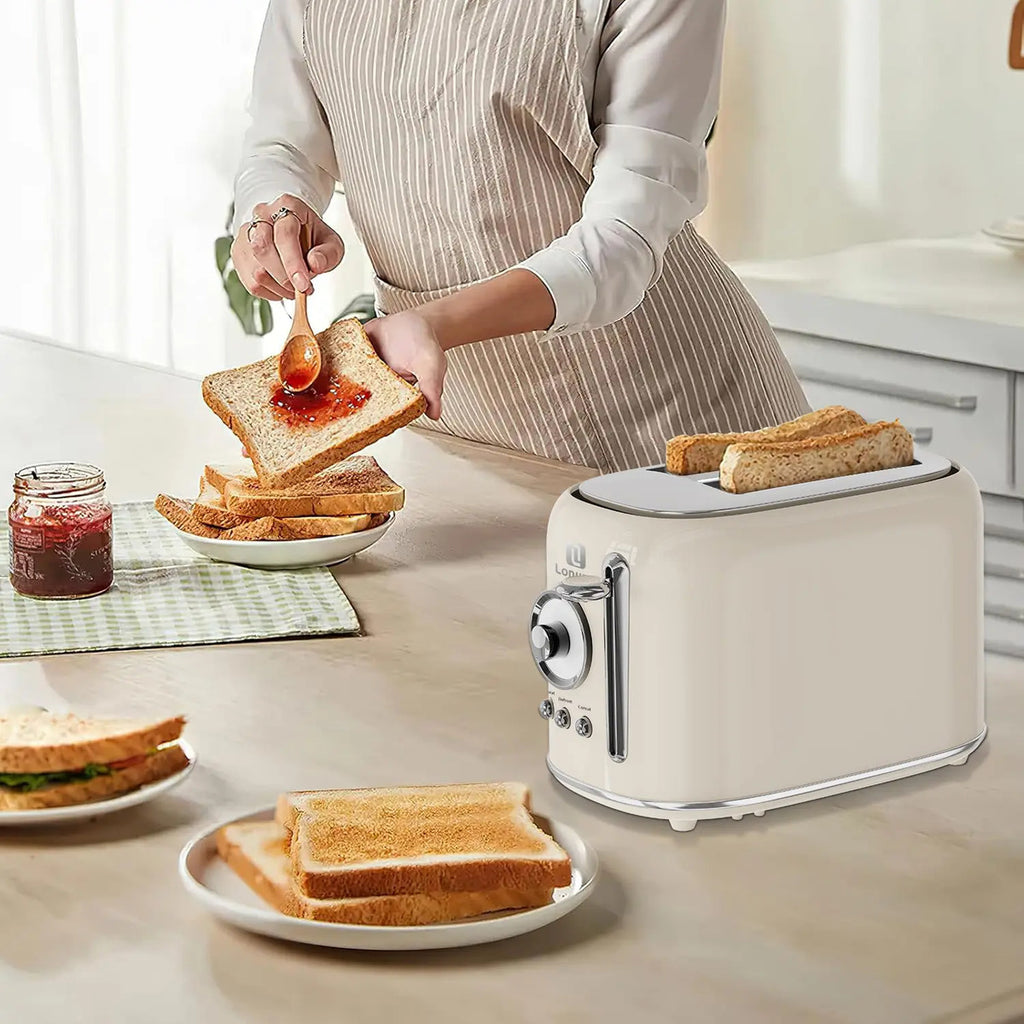 Torradeira Elétrica LONYAN Retrô 800W Inox 7 Níveis — LONYAN — Vista frontal em detalhe