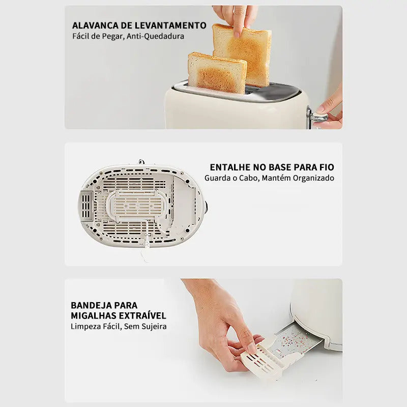 Torradeira Elétrica LONYAN Retrô 800W Inox 7 Níveis — LONYAN — Material inox 304