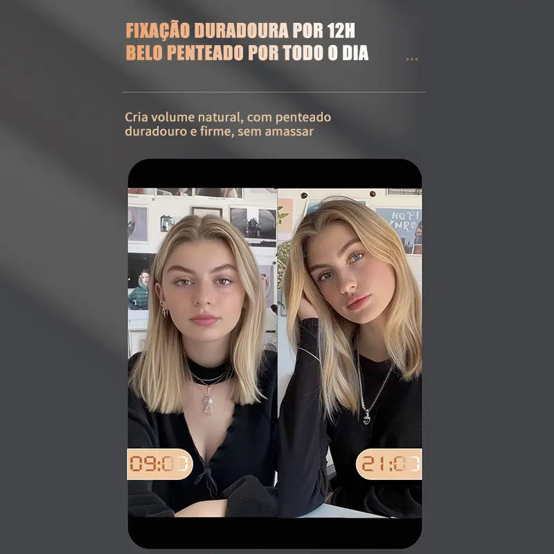 Escova Alisadora e Modeladora LONYAN 55W Bivolt Cerâmica com Display Digital