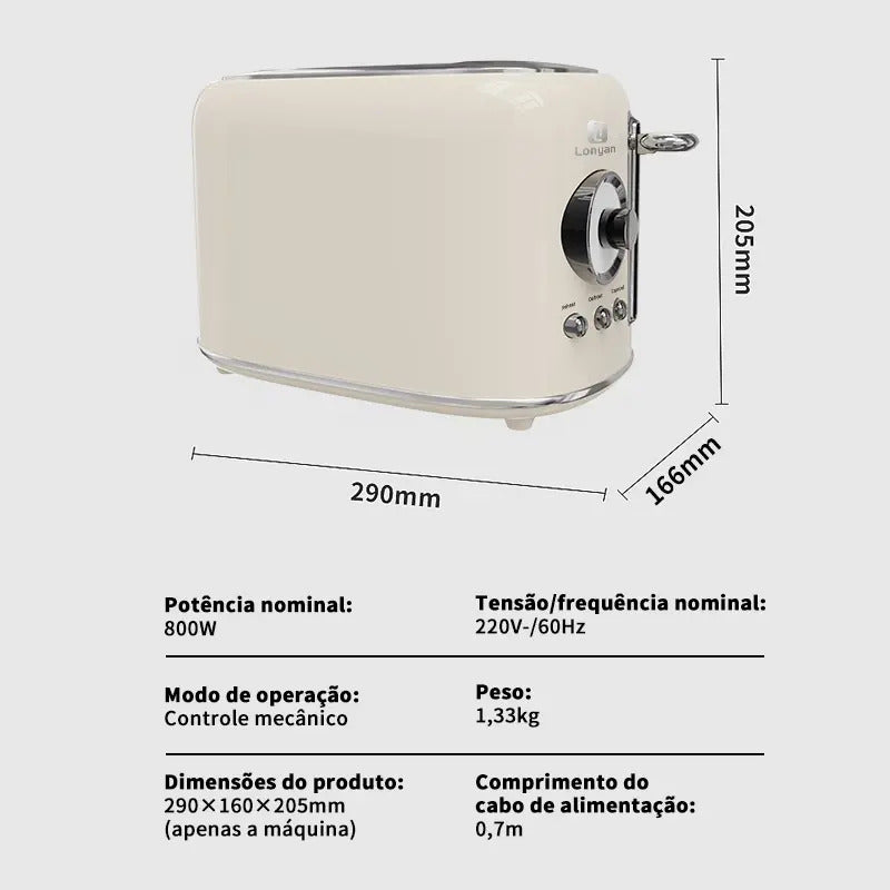 Torradeira Elétrica LONYAN Retrô 800W Inox 7 Níveis — LONYAN — Embalagem
