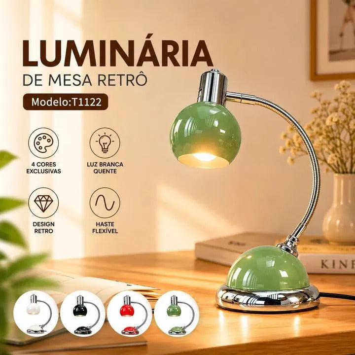 Luminária de Mesa LONYAN Vintage LED E27 3 Temperaturas Bivolt Haste Articulada