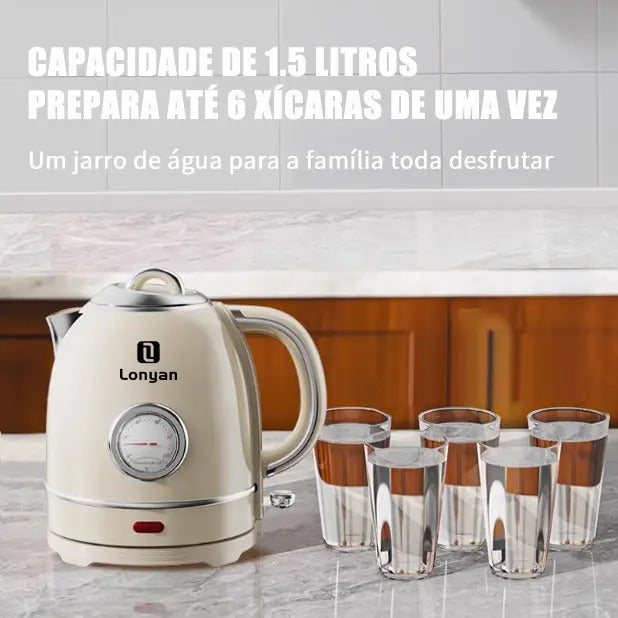 Chaleira Elétrica LONYAN Retrô 1.7L Controle de Temperatura Inox 304 — LONYAN — Design retrô vintage