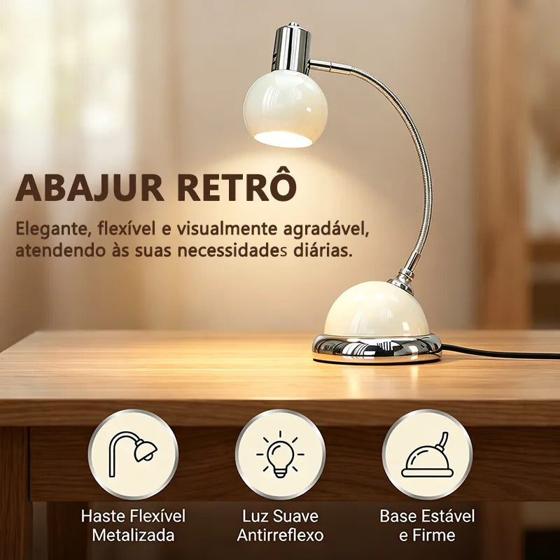 Luminária de Mesa LONYAN Vintage LED E27 3 Temperaturas Bivolt Haste Articulada