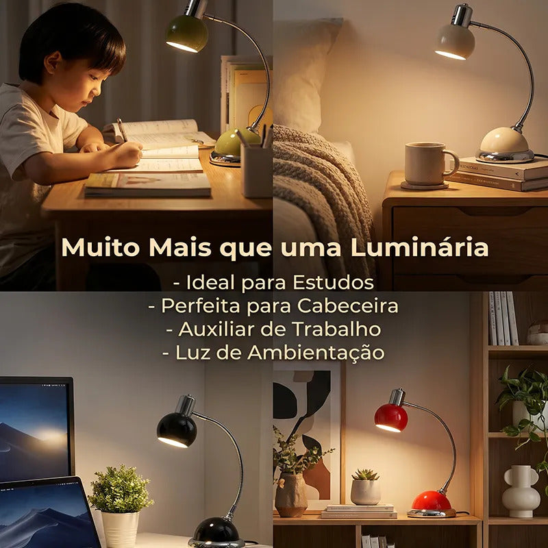 Luminária de Mesa LONYAN Vintage LED E27 3 Temperaturas Bivolt Haste Articulada