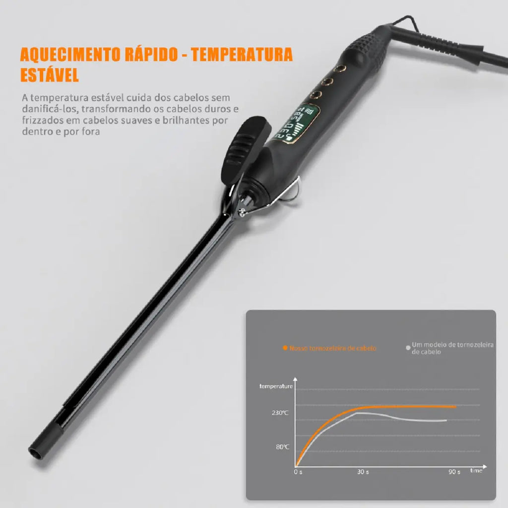 Modelador de Cachos Automático LONYAN Curves 9mm com Display Digital Bivolt