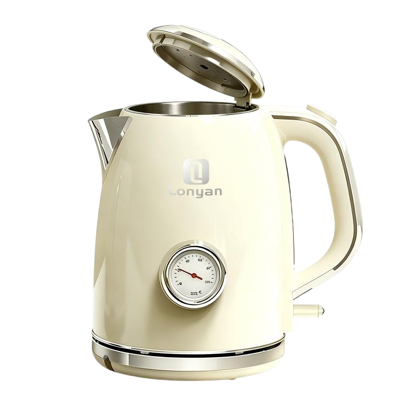 Chaleira Elétrica LONYAN Retrô 1.7L Inox 304 — LONYAN — Vista frontal em detalhe