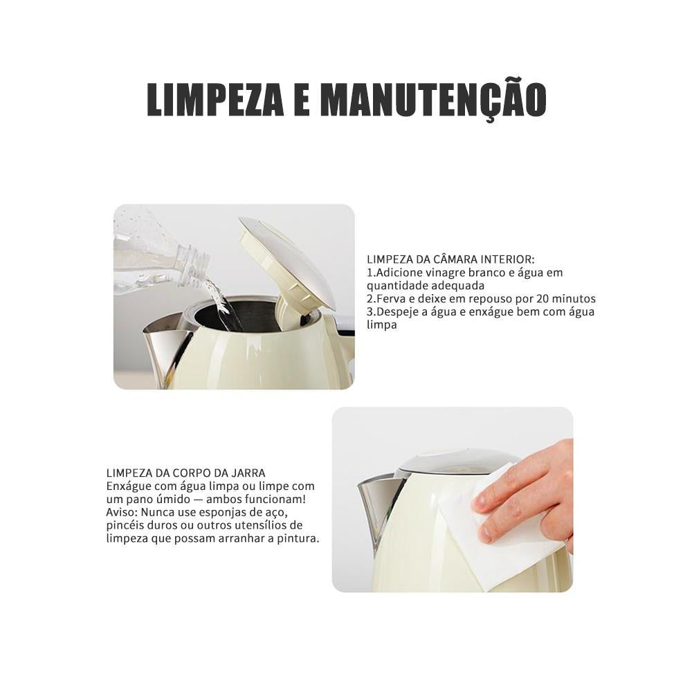 Chaleira Elétrica LONYAN Retrô 1.7L Inox 304 — LONYAN — Vista superior