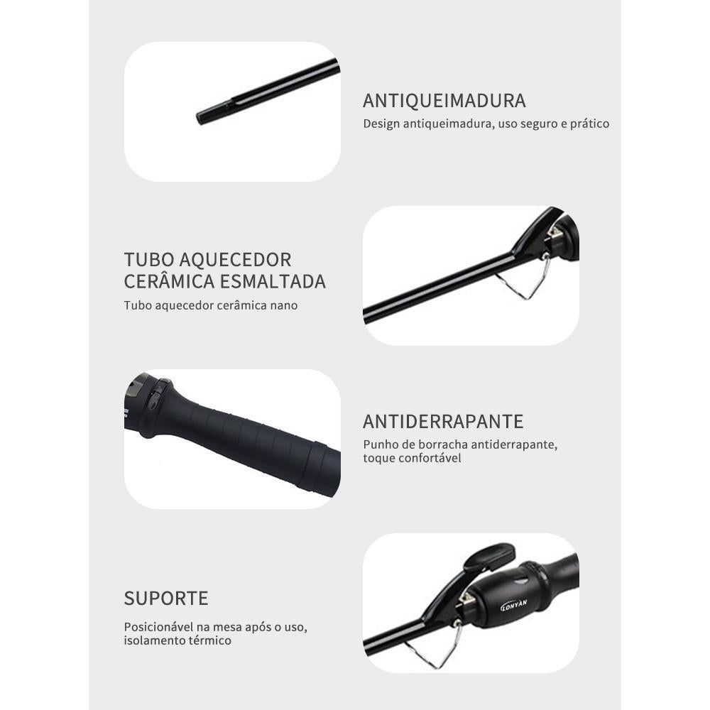 Modelador de Cachos Profissional LONYAN 9mm e 13mm Cerâmico Bivolt