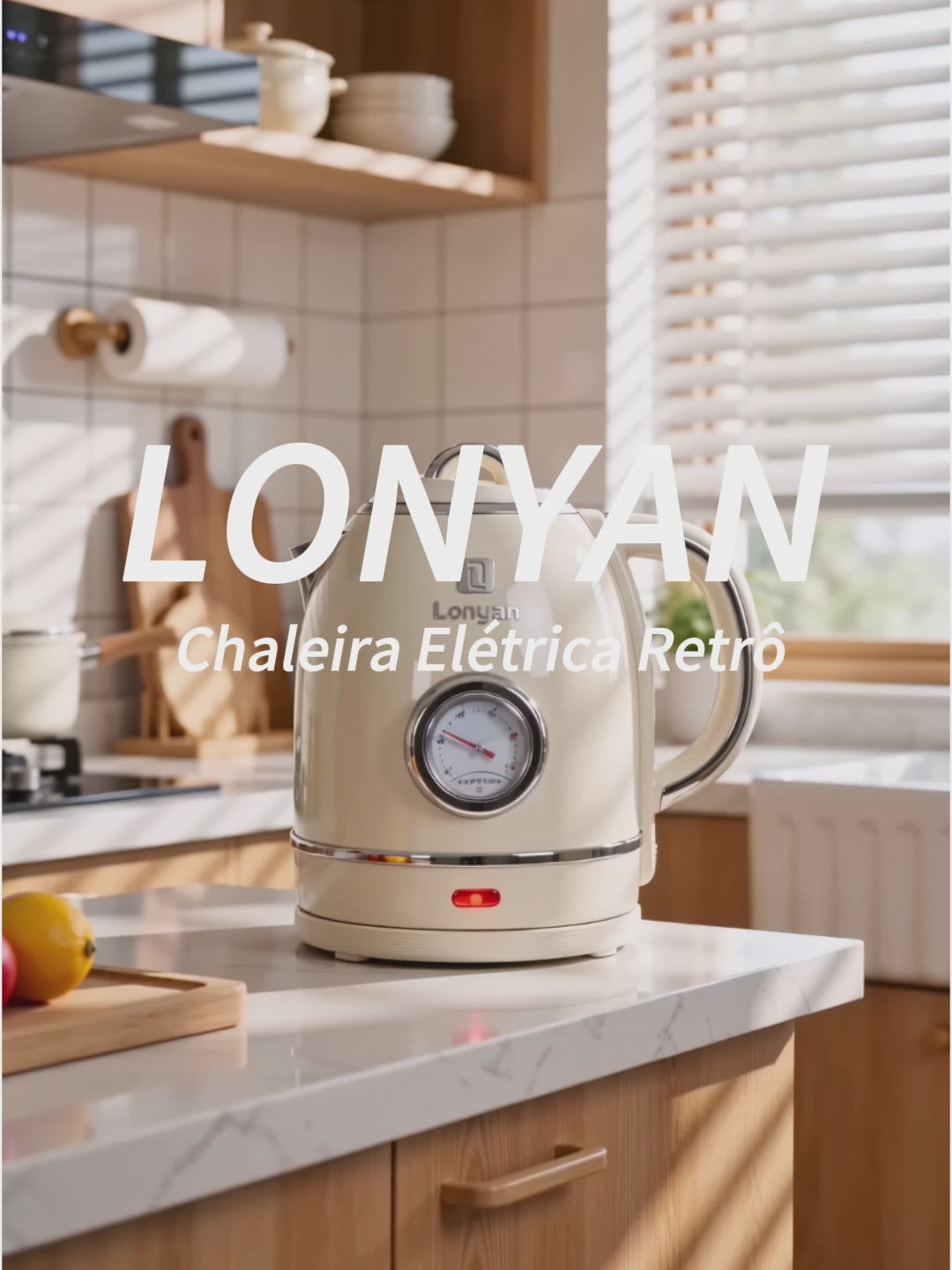 Chaleira Elétrica LONYAN Retrô 1.5L Controle de Temperatura Inox 304