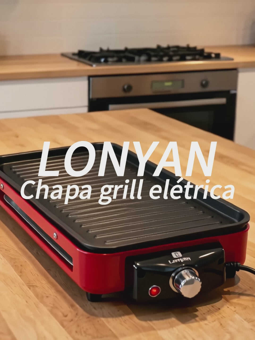 Churrasqueira Elétrica LONYAN 1500W 2 em 1 Grelha e Chapa Antiaderente