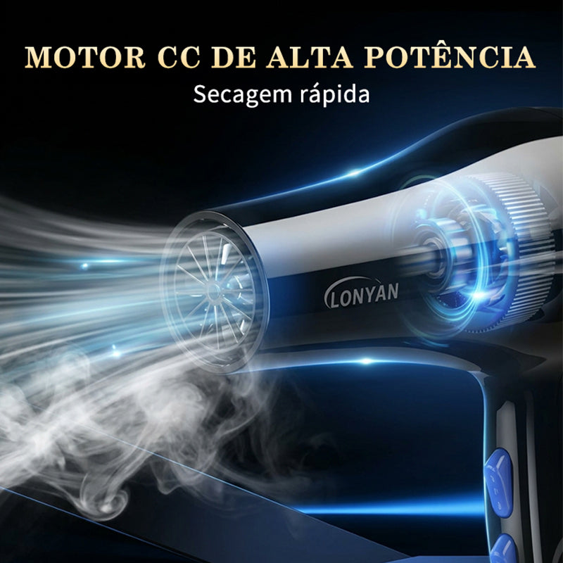 Secador de Cabelo LONYAN 800W Motor CC Íons Negativos com Difusor — LONYAN — Vista lateral