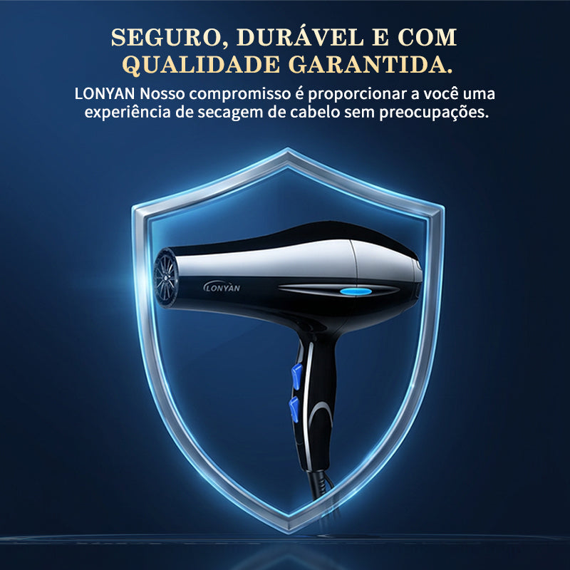 Secador de Cabelo LONYAN 800W Motor CC Íons Negativos com Difusor — LONYAN — Material inox 304