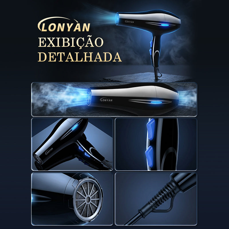 Secador de Cabelo LONYAN 800W Motor CC Íons Negativos com Difusor — LONYAN — Embalagem