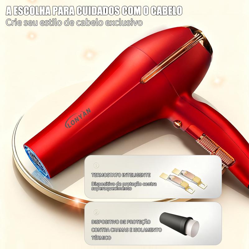 Secador de Cabelo Profissional T33 2500W com Concentrador — LONYAN — Vista lateral